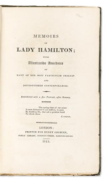 Sichel, Walter (1855-1933) Emma Lady Hamilton from New and Original Sources and Documents, in a Cosway-style Binding.